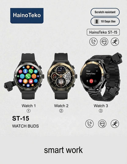 1 Year Warranty Made In Germany HainoTeko ST-15 Smartwatch with Built-in Earbuds