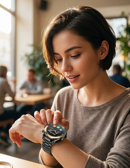1 Year Warranty Made in Germany HainoTeko-30 AMOLED Waterproof Smart Watch with 3 Pairs Straps and Bluetooth Calling.