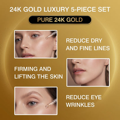 Mooyam 24K Gold Luxury 5 Piece Skincare Set (Cleanser + Toner + Lotion + Cream + Essence)