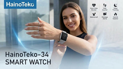1 Year Warranty Made In Germany HainoTeko-34 Smart Watch with AMOLED Display and 3 Pairs of Straps.