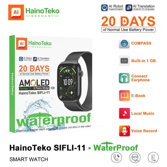 1 Year Warranty Made In Germany HainoTeko SIFLI 11 Waterproof Smart Watch Waterproof